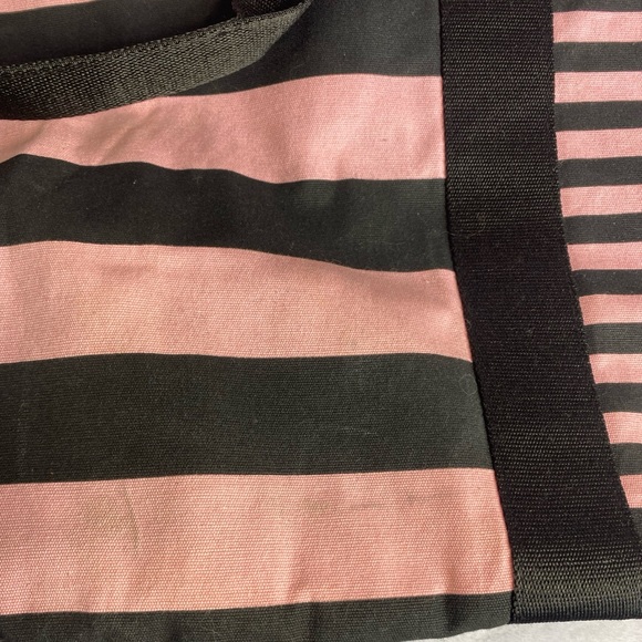 Victoria's Secret Weekenders Women's Pink Black Striped Duffle Bag - Picture 3 of 10